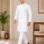 White color traditional chikankari embroidery cotton men's kurta payjama set