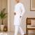 White color traditional chikankari embroidery cotton men's kurta payjama set