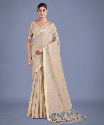 off white rama silk blend banarasi jacuard work saree with unstitched blouse piece 1