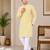 Yellow color traditional chikankari embroidery cotton men's kurta payjama set