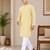 Yellow color traditional chikankari embroidery cotton men's kurta payjama set