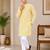 Yellow color traditional chikankari embroidery cotton men's kurta payjama set