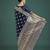 blue silk blend banarasi jacuard work saree with unstitched blouse piece