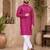 Pink color traditional chikankari embroidery cotton men's kurta payjama set