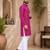 Pink color traditional chikankari embroidery cotton men's kurta payjama set
