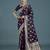 plum silk blend banarasi jacuard work saree with unstitched blouse piece