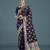 plum silk blend banarasi jacuard work saree with unstitched blouse piece