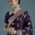 plum silk blend banarasi jacuard work saree with unstitched blouse piece
