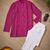 Pink color traditional chikankari embroidery cotton men's kurta payjama set