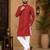 Red color traditional chikankari embroidery cotton men's kurta payjama set