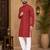 Red color traditional chikankari embroidery cotton men's kurta payjama set