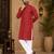 Red color traditional chikankari embroidery cotton men's kurta payjama set