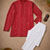 Red color traditional chikankari embroidery cotton men's kurta payjama set