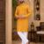 Yellow color traditional chikankari embroidery cotton men's kurta payjama set