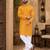 Yellow color traditional chikankari embroidery cotton men's kurta payjama set