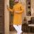 Yellow color traditional chikankari embroidery cotton men's kurta payjama set