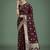 maroon silk blend banarasi jacuard work saree with unstitched blouse piece