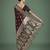 maroon silk blend banarasi jacuard work saree with unstitched blouse piece