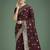 maroon silk blend banarasi jacuard work saree with unstitched blouse piece