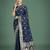 blue silk blend banarasi jacuard work saree with unstitched blouse piece