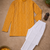 Yellow color traditional chikankari embroidery cotton men's kurta payjama set