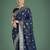 blue silk blend banarasi jacuard work saree with unstitched blouse piece