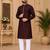 Maroon color with linen fabric men's kurta payjama set