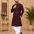Maroon color with linen fabric men's kurta payjama set