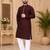Maroon color with linen fabric men's kurta payjama set