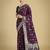 wine silk blend banarasi jacuard work saree with unstitched blouse piece