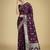wine silk blend banarasi jacuard work saree with unstitched blouse piece