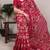 Crimson art silk printed saree with floral print