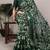 Green art silk printed saree with floral print