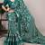 Green art silk printed saree with floral print