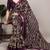 Wine art silk printed saree with floral print