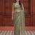 Green net embroidered saree with sequins work