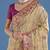 Cream silk blend jacuard work saree with unstitched blouse piece