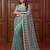 Sea green net embroidered  with sequins work