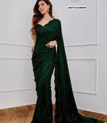 Green georgette embroidered  with sequins work