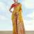 yellow silk blend banarasi jacuard work saree with unstitched blouse piece
