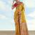 yellow silk blend banarasi jacuard work saree with unstitched blouse piece