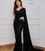 Black georgette embroidered  with sequins work