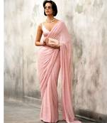 Baby pink georgette embroidered  with sequins work