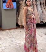 Multicolor silk blend embroidered  with sequins work
