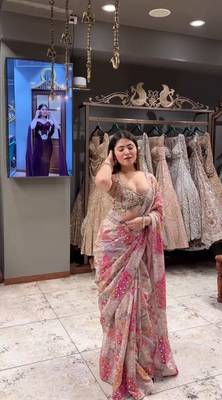 Multicolor silk blend embroidered  with sequins work 2