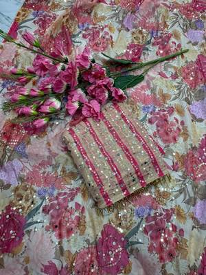 Multicolor silk blend embroidered  with sequins work 4