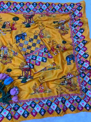 Mustard crepe printed  with floral print 2