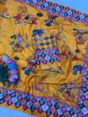 Mustard crepe printed  with floral print 3