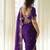 Navy blue silk blend embroidered  with thread work