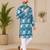Blue color digital print with chikankari embroidery work rayon men's kurta payjama set